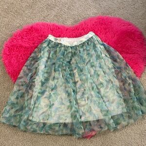 LC Lauren Conrad Teal and Aqua Midi Skirt